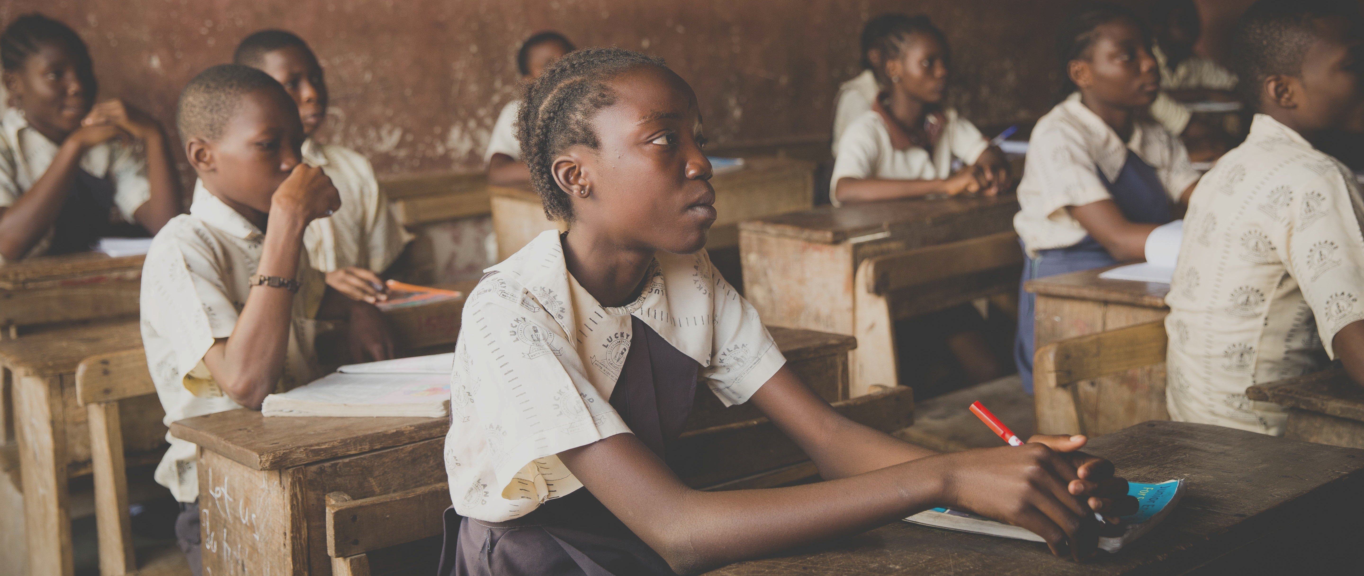 African school children in class